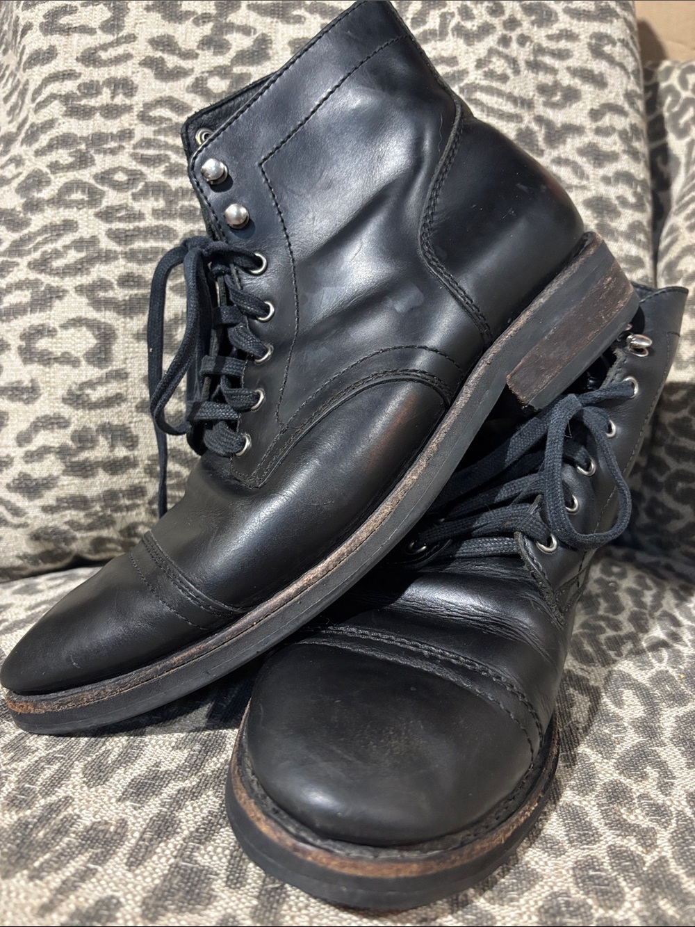 Thursday everyday black leather boot combat moto punk dress lace up boots 9.5